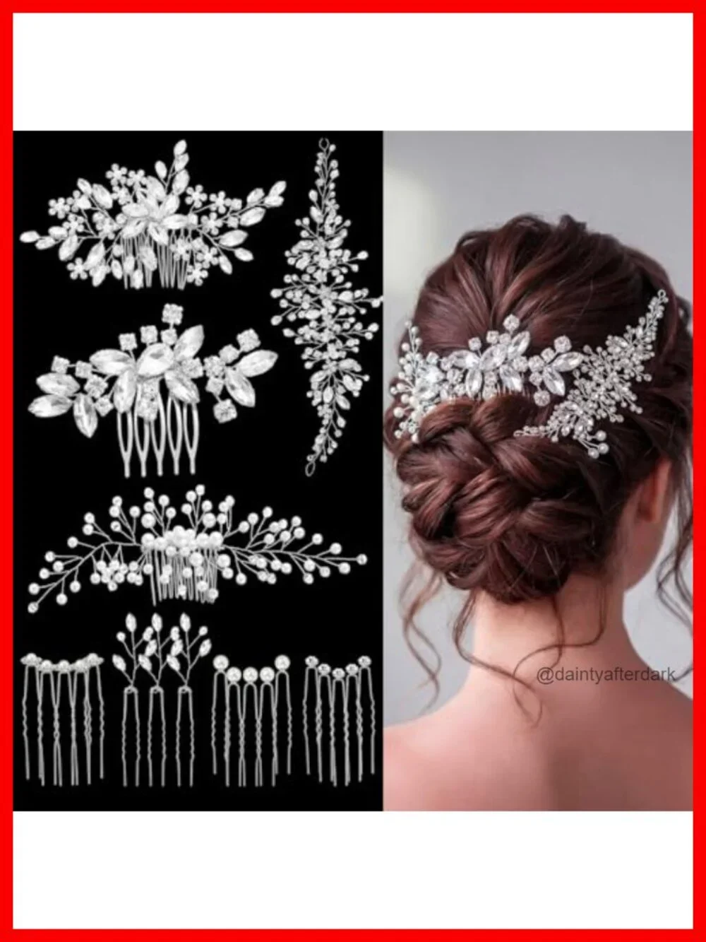 44 Pcs Faux Pearl Crystal Hair Comb Clips Set Wedding Bridal Hair Accessories